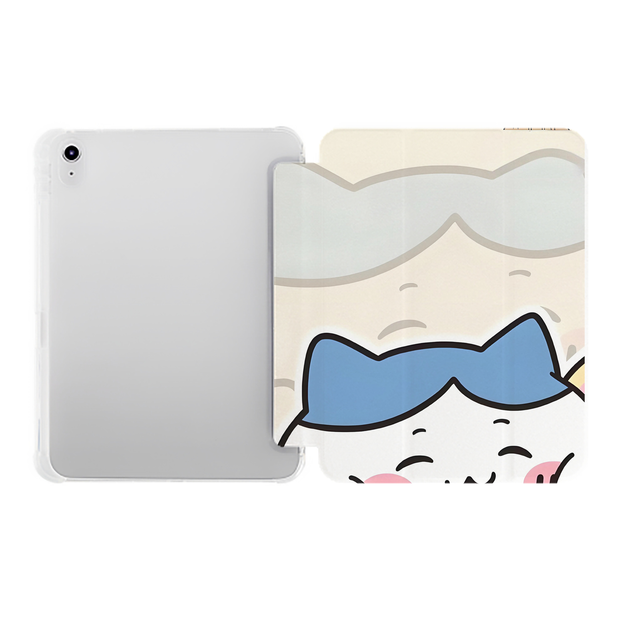 （画像用） ちいかわ Chii-kawa IPad ケース ペン収納付き 三つ折りスタンド PUレザー×シリコン 対応機種9.5/10.5/10.9インチ
